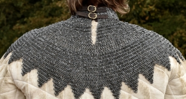 Preview: Bischofskragen- Kettenkragen mit Lederriemen und Schnallen - Flachringe/Rundniete, gemischt